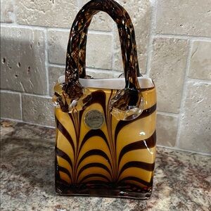 Block Glass Art Brown and Tan Handbag